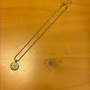 Gold Necklace with Green Gemstone Pendant